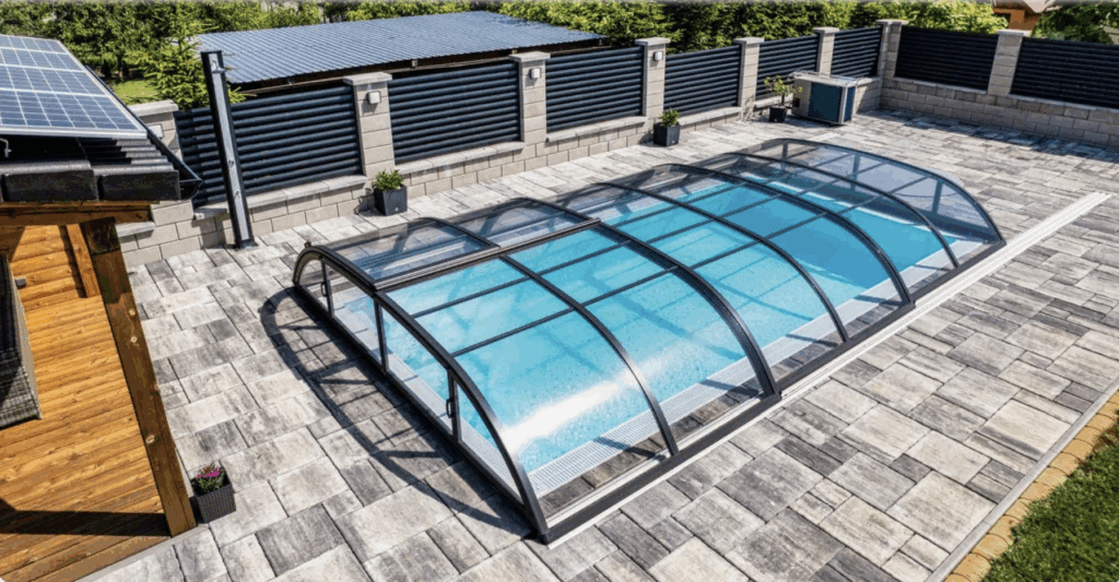 Ovale Poolüberdachung DALLAS ALBIXON a.s